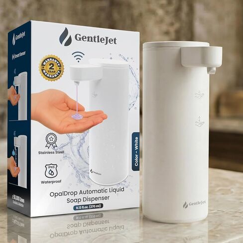 موزع الصابون السائل الأوتوماتيكي GentleJet OpalDrop لحوض المطبخ بدون لمس، مضخة مضادة للتنقيط، قابلة لإعادة الشحن عبر USB-C، 304 من الفولاذ المقاوم للصدأ، مقاوم للماء IPX5، 270 مل in Kuwait