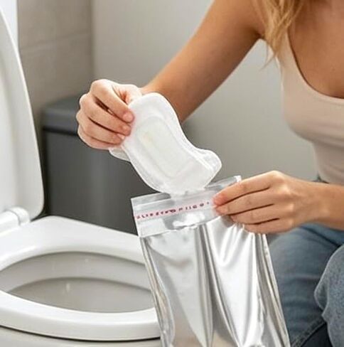 Odor-Proof Sanitary Disposal Bags for Women, Self-Sealing with Hook Clip, Discreet Leak-Proof Period Care, 100 Count in Kuwait