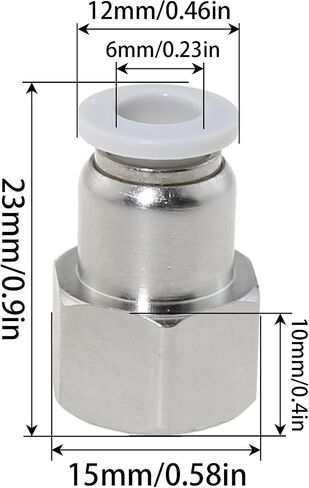 Heyous 2PCS 6mm Outer Diameter Tube x 1/4 inch NPT Female Thread Straight Pneumatic Pipe Fitting PCF6-02 Quick Connect Air Line Coupling Suitable for Piping and Hydraulic Systems in Kuwait