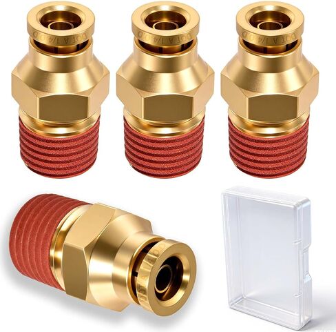 2PCS 1/4 Inch Quick Push to Connect Fittings, DOT Approved Brass Union Tee 3 Way Tube Air Line Adapter, Tee Shaped Joint for Air Brake System Truck Trailer Pneumatic Line, with Storage Case in Kuwait