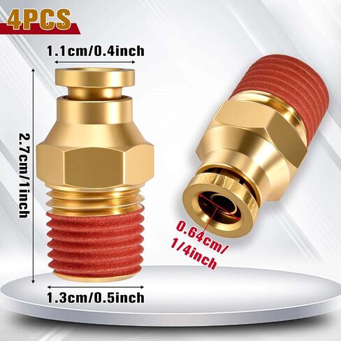 2PCS 1/4 Inch Quick Push to Connect Fittings, DOT Approved Brass Union Tee 3 Way Tube Air Line Adapter, Tee Shaped Joint for Air Brake System Truck Trailer Pneumatic Line, with Storage Case in Kuwait