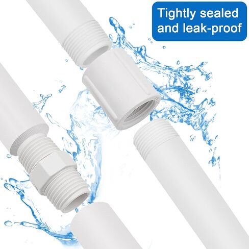 12 قطعة من تركيبات أنابيب PVC NPT مقاس 1/2 بوصة - 5 قطع من موصل محول اقتران الحلمة PVC (ذكر × ذكر) + 5 قطع موصل محول تركيب الأنابيب الأنثوية + 2 قطعة تركيب أنابيب كوع PVC مزدوجة 90 درجة in Kuwait
