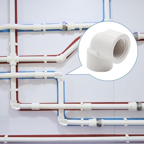 12 قطعة من تركيبات أنابيب PVC NPT مقاس 1/2 بوصة - 5 قطع من موصل محول اقتران الحلمة PVC (ذكر × ذكر) + 5 قطع موصل محول تركيب الأنابيب الأنثوية + 2 قطعة تركيب أنابيب كوع PVC مزدوجة 90 درجة in Kuwait