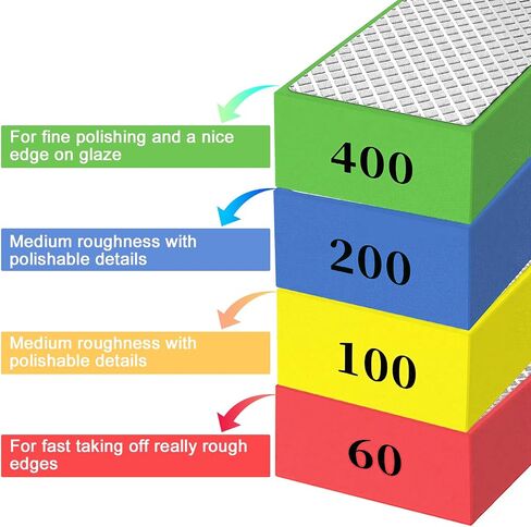 4 قطع من وسادات تلميع اليد الماسية، مكعبات إسفنجية سنفرة ماسية 60# 100# 200# 400# لتلميع البلاط والحجر والجرانيت والرخام والسيراميك والزجاج والبورسلين in Kuwait
