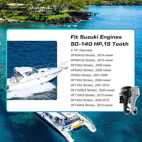 13 1/2x15 مروحة القارب المصنوعة من الألومنيوم لمحرك سوزوكي DF 50/60/70/90/100/115/140 HP، 15 سنًا، 3 شفرات، رقم أجزاء OEM 58100-95500-019، Rh in Kuwait