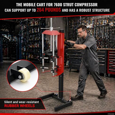 Mobile Cart for 7600 Strut Compressor, Compatible with BRA764 & 7600 Models, Swivel Wheels Design Facilitates Movement, Improves Work Efficiency & Workshop Organization in Saudi Arabia