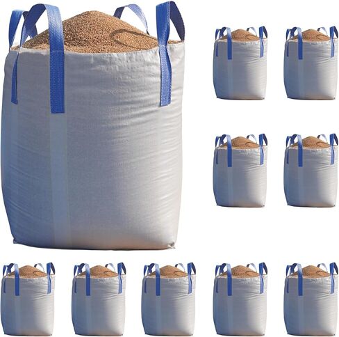 10 عبوات من أكياس FIBC السائبة بسعة 2200 رطل، أكياس طن مقاس 35 × 35 × 43 بوصة، قاع مسطح مفتوح من الأعلى، 4 حلقات رفع، بولي بروبيلين منسوج مقاوم للأشعة فوق البنفسجية، نسيج مزدوج الالتواء للرمل والحصى والبناء واستخدام المزرعة in Kuwait