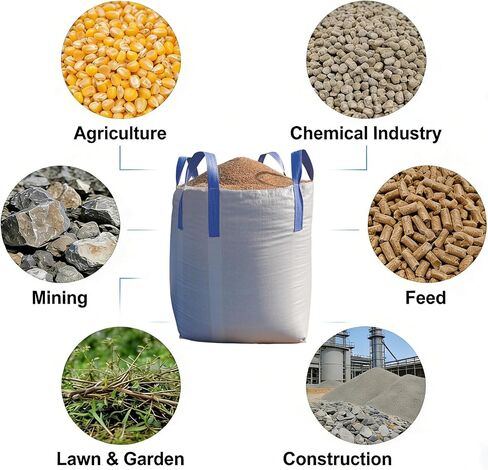10 عبوات من أكياس FIBC السائبة بسعة 2200 رطل، أكياس طن مقاس 35 × 35 × 43 بوصة، قاع مسطح مفتوح من الأعلى، 4 حلقات رفع، بولي بروبيلين منسوج مقاوم للأشعة فوق البنفسجية، نسيج مزدوج الالتواء للرمل والحصى والبناء واستخدام المزرعة in Kuwait