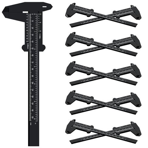 Plastic Vernier Caliper 0-6 Inch/150 mm Measuring Tool Double Scale for School Students Tattoo Artists Office DIY Crafts,10 Pcs Black in Kuwait