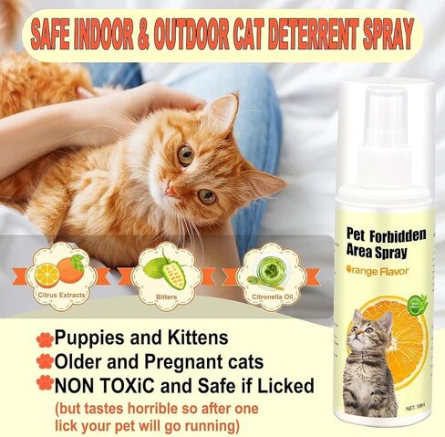 Cat Deterrent Spray – Anti-Scratch Cat Spray 100% Natural, Plant-Based Formula to Stop Scratching, Chewing & Urine Spraying – Indoor Use Safe for Furniture, Pets & Kids – 6.76 oz (Orange) in Saudi Arabia