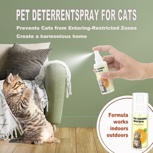 Cat Deterrent Spray – Anti-Scratch Cat Spray 100% Natural, Plant-Based Formula to Stop Scratching, Chewing & Urine Spraying – Indoor Use Safe for Furniture, Pets & Kids – 6.76 oz (Orange) in Saudi Arabia