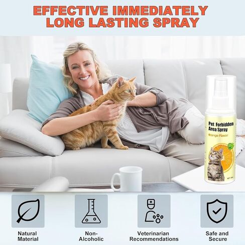 Cat Deterrent Spray – Anti-Scratch Cat Spray 100% Natural, Plant-Based Formula to Stop Scratching, Chewing & Urine Spraying – Indoor Use Safe for Furniture, Pets & Kids – 6.76 oz (Orange) in Saudi Arabia