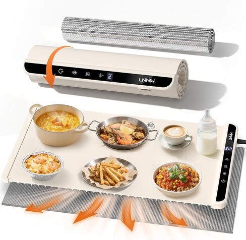 Food Warming Mat with Heat-Resistant Pad, 26X15 Inch, 6 Temperature & 6 Timer Settings, Child Lock Safety,Food Warmer Chafing Dishes for Buffet,Gatherings,Parties,Everyday Use in Kuwait