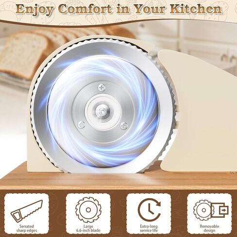 Manual Adjustable Bread Slicer Homemade Sourdough Bread Cutter with Scale Line, Bottom Suction Cup, with Clip and Plate (White) in Kuwait