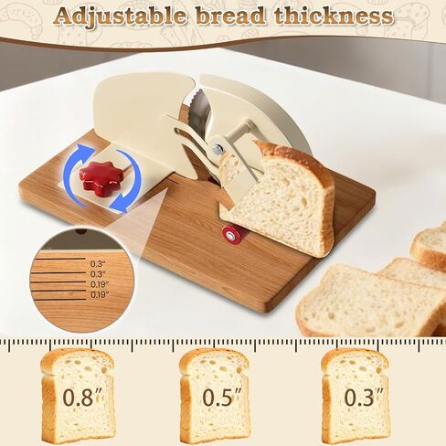 Manual Adjustable Bread Slicer Homemade Sourdough Bread Cutter with Scale Line, Bottom Suction Cup, with Clip and Plate (White) in Kuwait