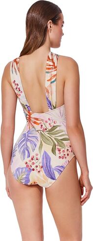 Gottex High Neck Twist One Piece- Shimmer Floral Fabric, Built-in Soft Cups, Front & Back Lining, Classic Back Coverage in Kuwait