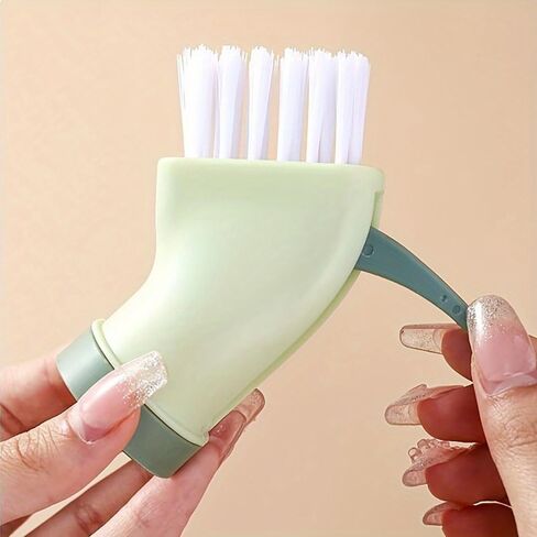 فرشاة تنظيف متعددة الأغراض بتصميم متصل بالزجاجة للاستخدام الجاف والرطب لمسارات النوافذ وجص البلاط والفجوات الضيقة، باللون الأخضر in Kuwait