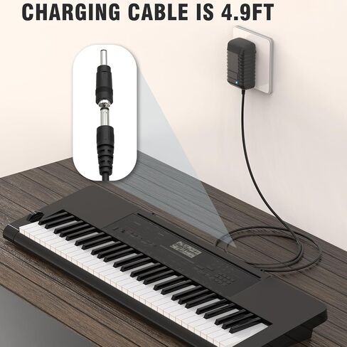 9V 1A AC/DC Adapter Power Cord for Casio Keyboard AD-5 AD-5MU AD-5MR WK-110 WK-200 LK-43 LK-100 LK-220 CTK-496 CTK-573 CTK-700 CTK-710 CTK-720 CTK-2100 Piano Keyboard Charger Cable-Not for 9.5V in Kuwait