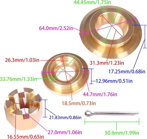 Boat Engine 90506-ZX2-C00 Washer, 90512-ZX2-C00 Propeller Spacer, 90301-ZW1-B00 Castle Nut, 90758-ZW1-B00 Cotter Pin for Honda 115HP 135HP 150HP 175HP 200HP 225HP 250HP Propeller Hardware Kit in Kuwait