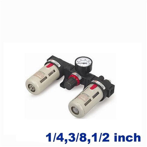 وحدات FRL تعمل بالهواء المضغوط BC2000/3000/4000 1/4 3/8 1/2 بوصة منظم ضغط التصريف اليدوي منظم الداهن | عنصر بلاستيكي، 3/8" in Kuwait