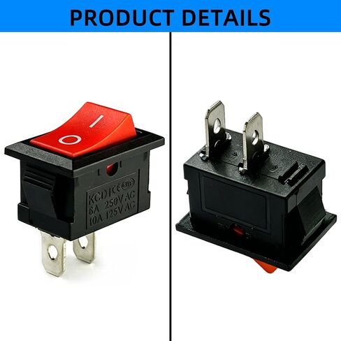 2 قطعة KCD1 Mini Red 2-Pin 2-Position ON/Off Boat Rocker Switch، 6A 250V/10A 125V مناسب للحرفيين 2HP مكنسة كهربائية جافة ورطبة، الأجهزة المنزلية، السيارات، جزازات العشب، منفاخ الثلج والأدوات الكهربائية in Kuwait