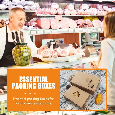 25Pcs Food Packaging Boxes, Khaki Paper Take Out Containers Small Disposable Snack Bento Box for French Fries, Sandwich, Sushi, Picnic, Party, Bakery, Lunch Storage and Carryout Food in Kuwait