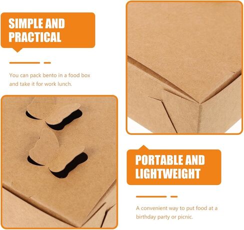 25Pcs Food Packaging Boxes, Khaki Paper Take Out Containers Small Disposable Snack Bento Box for French Fries, Sandwich, Sushi, Picnic, Party, Bakery, Lunch Storage and Carryout Food in Kuwait