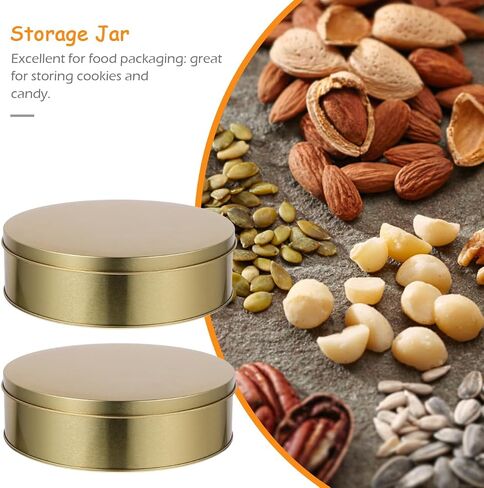 IMIKEYA 3Pcs Cookie Tins Box with Lid, Round Metal Tin Containers 6.68 Inch Vintage Tinplate Cake Container for Treats, Cookie, Favors, Candle and Crafts in Kuwait