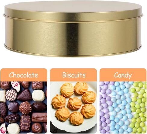 IMIKEYA 3Pcs Cookie Tins Box with Lid, Round Metal Tin Containers 6.68 Inch Vintage Tinplate Cake Container for Treats, Cookie, Favors, Candle and Crafts in Kuwait