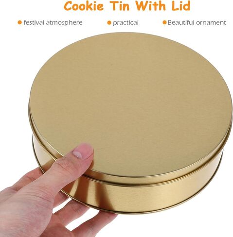 IMIKEYA 3Pcs Cookie Tins Box with Lid, Round Metal Tin Containers 6.68 Inch Vintage Tinplate Cake Container for Treats, Cookie, Favors, Candle and Crafts in Kuwait