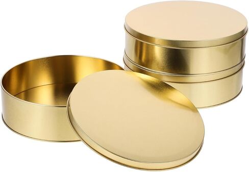 IMIKEYA 3Pcs Cookie Tins Box with Lid, Round Metal Tin Containers 6.68 Inch Vintage Tinplate Cake Container for Treats, Cookie, Favors, Candle and Crafts in Kuwait