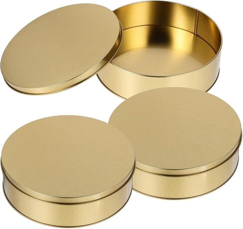 IMIKEYA 3Pcs Cookie Tins Box with Lid, Round Metal Tin Containers 6.68 Inch Vintage Tinplate Cake Container for Treats, Cookie, Favors, Candle and Crafts in Kuwait