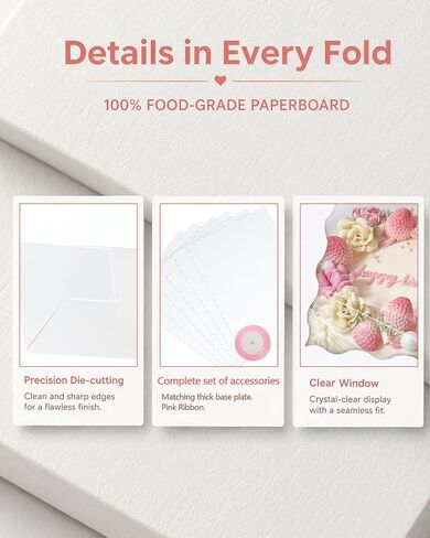 qiqee 14x10x4in Sheet Cake Box with Boards,6 Sets Quarter Bakery Box Donut in Kuwait