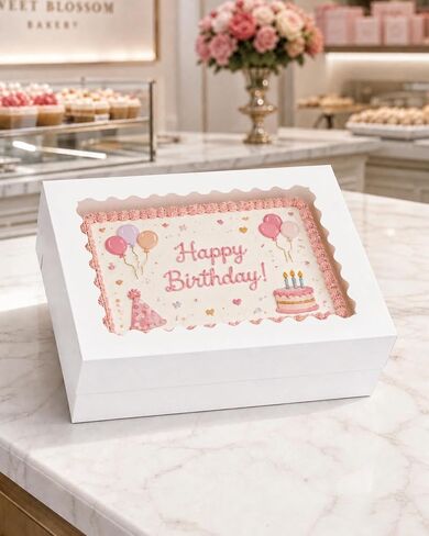 qiqee 14x10x4in Sheet Cake Box with Boards,6 Sets Quarter Bakery Box Donut in Kuwait