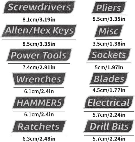 12 Pack Magnetic Toolbox Labels, Reusable 3D-Printed Tags for Toolboxes, Carts, Drawers & Cabinets, Customizable Magnetic Labels Designed for Garage Enthusiasts and DIYers in Kuwait