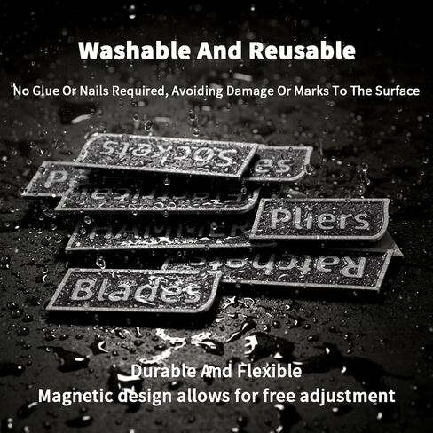 12 Pack Magnetic Toolbox Labels, Reusable 3D-Printed Tags for Toolboxes, Carts, Drawers & Cabinets, Customizable Magnetic Labels Designed for Garage Enthusiasts and DIYers in Kuwait