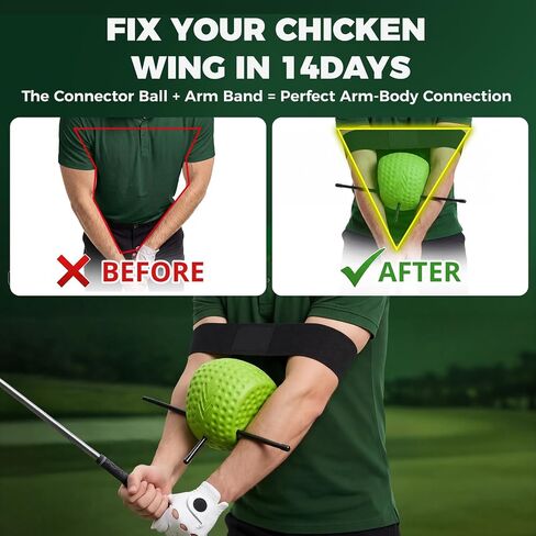 The Connector Golf Training Aid Ball, Golf Swing Trainer for Fix Chicken Wing – Posture Correction Kit with Arm Band, Golf Training Aids Swing Mechanics, Muscle Memory Builder, Perfect Golf Gift Set in Kuwait