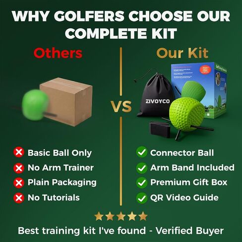 The Connector Golf Training Aid Ball, Golf Swing Trainer for Fix Chicken Wing – Posture Correction Kit with Arm Band, Golf Training Aids Swing Mechanics, Muscle Memory Builder, Perfect Golf Gift Set in Kuwait
