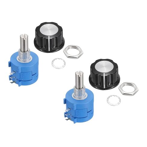 MECCANIXITY 2 Set 3590S-2-104L 100Kohm Rotary Potentiometer, Precision Multi Turn Wirewound Potentiometer for Measuring Equipment with Type A03 Knob Cap Anti-Slip Washer in Kuwait