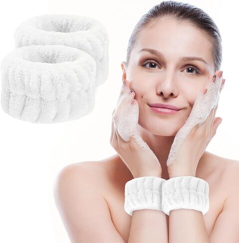 Soft Microfiber Wrist Bands for Washing Face, Absorbent Towel Scrunchies, Prevent Liquid Spills, Reusable Face Washing Accessories in Saudi Arabia