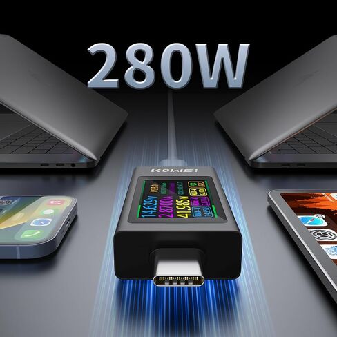 جهاز قياس الطاقة USB C، 3.3-40 فولت 0-12 أمبير من النوع C PD، جهاز قياس رقمي متعدد USB لبنك الطاقة، كاشف شاحن كابل، جهاز اختبار الجهد والتيار، مقياس الفولتميتر (KWS-X1) in Kuwait