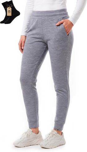 MERINNOVATION Women's Joggers with Pockets - 100% Merino Wool Sweatpants Midweight Wicking Thermal Pants for Running Hiking in Kuwait