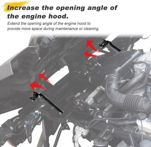 Hood Extension Hinges Fit for 2015-2025 Slingshot | 6063-T6 Aluminum, 90° Hood Opening, Strut for Controlled Closing, Dual Locking Positions, Hardware & Manual Included in Kuwait