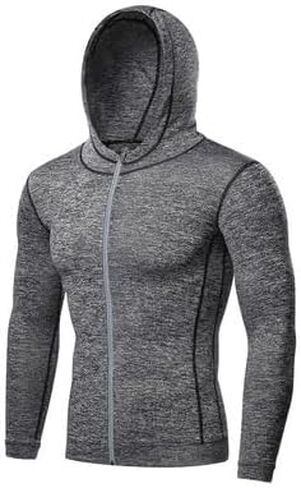Men's Full-Zip Athletic Jacket with Hoodies Long Sleeve Lightweight Workout Clothing for Running Gym in Kuwait