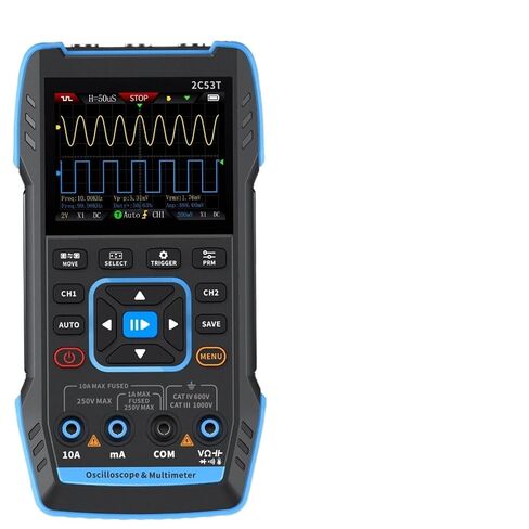 2C53T Portable Digital Oscilloscope Multimeter Signal Generator 3in1 50MHz Bandwidth 250MS 2 Channel T-RMS 20000 Counts(2C53T with P6100x2) in Kuwait