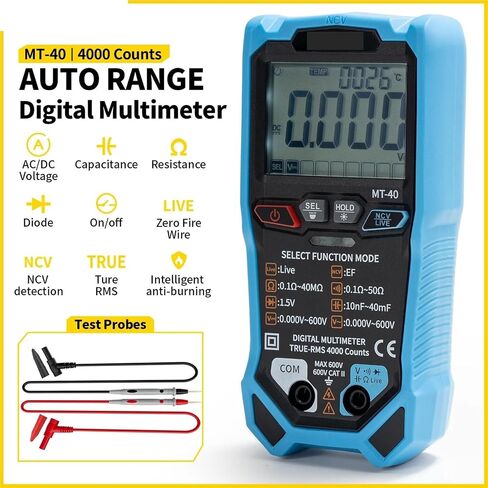 Digital Meter MT-40, True RMS, AC/DC 600V, 4000 Counts, Capacitance Test, NCV in Kuwait