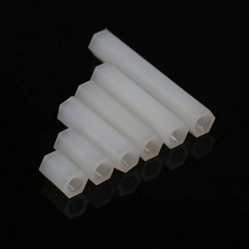 M3 / 3 مم مسامير نايلون بيضاء سداسية فاصل عمود المواجهة أنثى-أنثى NYLON66 (100 قطعة، M3 × 10 مم) in Kuwait