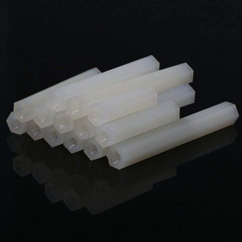 M3 / 3 مم مسامير نايلون بيضاء سداسية فاصل عمود المواجهة أنثى-أنثى NYLON66 (100 قطعة، M3 × 10 مم) in Kuwait