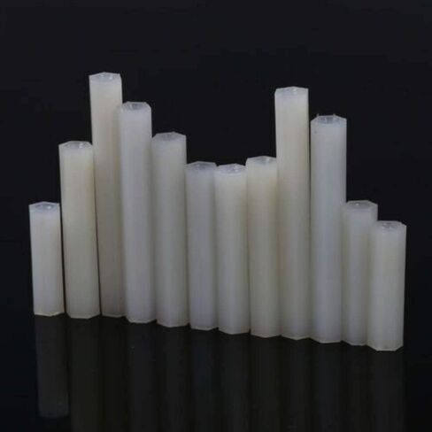 M3 / 3 مم مسامير نايلون بيضاء سداسية فاصل عمود المواجهة أنثى-أنثى NYLON66 (100 قطعة، M3 × 10 مم) in Kuwait