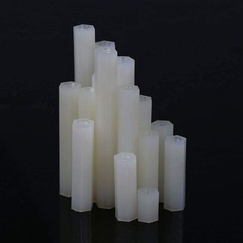 M3 / 3 مم مسامير نايلون بيضاء سداسية فاصل عمود المواجهة أنثى-أنثى NYLON66 (100 قطعة، M3 × 10 مم) in Kuwait